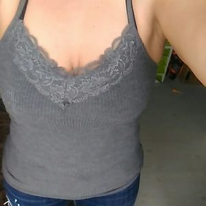 Bundle of 3 new ribbed lace tanks, pink, white, gr